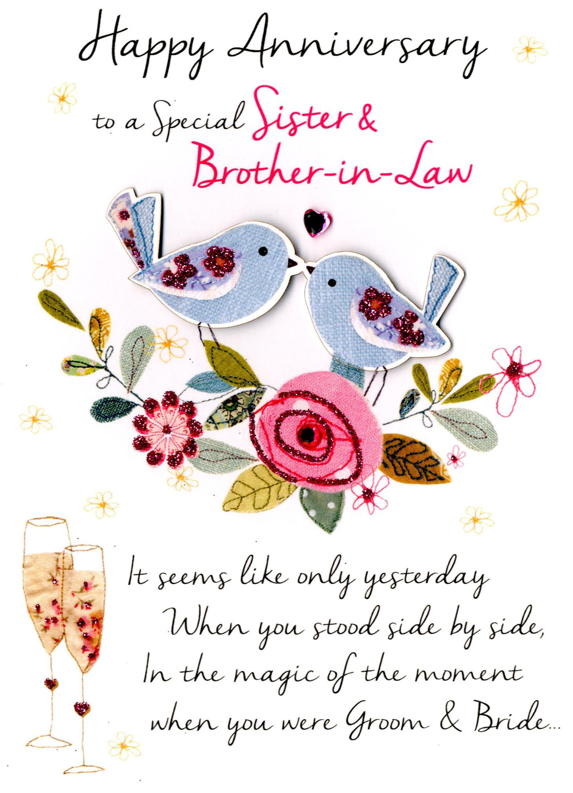 Sister & Brother-In-Law Anniversary Greeting Card Second Nature Just To Say Card