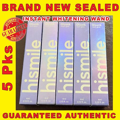 HISMILE Glostik Tooth Gloss Whitener Whiter Teeth Instant Gloss Wand 5PKS SEALED