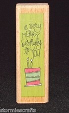Very Merry Birthday Stamp Single Birthday Cake with Candles Border Design