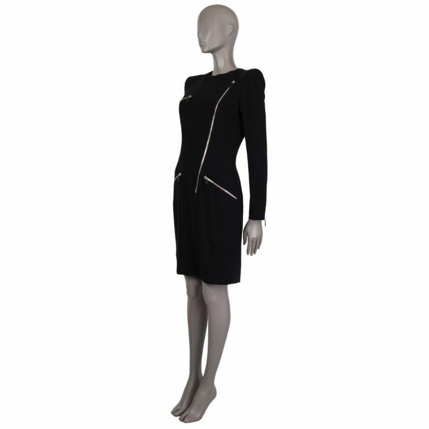 58913 auth Alexander McQueen black ZIPPER Long Sleeve Dress 58913 auth Alexander McQueen black ZIPPER Long Sleeve Dress