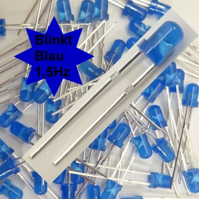 Blau Blinkende LED 3mm Blinkt Flash 1,5Hz Diffus E6/2