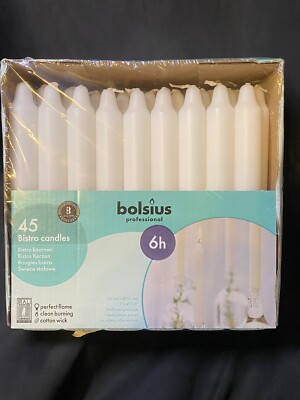 BOLSIUS White Household Candles 7 Inch Dinner Candlesticks - 45 Count Bulk 