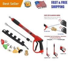 Versatile Pressure Washer Gun: 5000 PSI Brass Gun with Replacement Wand & 5 Tips