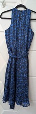 Banana Republic Blue/Navy Leopard Print A-line Dress w/Tie, Sleeveless- size 6