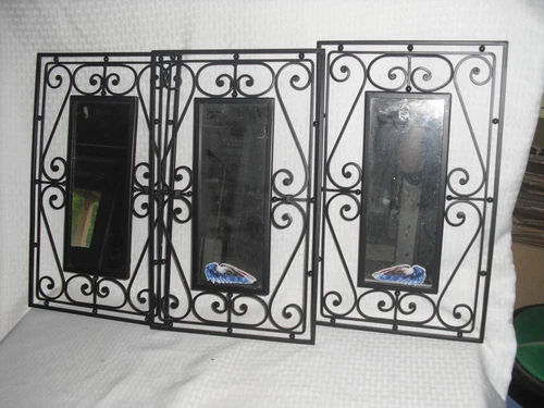 Decorative Wall Mirrors * 3 Piece Set * Black metal Frame USED but nice