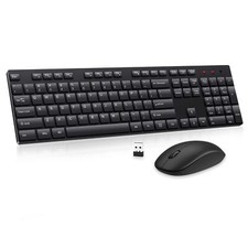 Wireless Keyboard and Mouse Combo Silent Full Size USB Keyboard Mouse Long Ba...