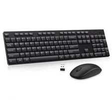 Wireless Keyboard and Mouse Combo Silent Full Size USB Keyboard Mouse Long Ba...
