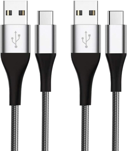 Kabel USB C, 2-pak, 6,6 stopy w opakowaniu nylon pleciony kabina ładująca USB a do typu C - Zdjęcie 1 z 12