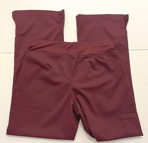 Landau Pro Flex Modern Yoga Scrub Pant Wine Petite Small - Picture 7 of 9