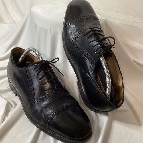 Adolfo Hergestellt in Italien Herren Schwarz Leder Kappe Zehe Oxford Elegant Schuhe - Bild 7 von 10