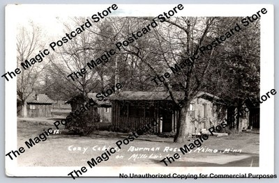 Burman Resort ''Cozy Cabins'' MALMO Minnesota RPPC Mille Lacs Lake Photo 1949