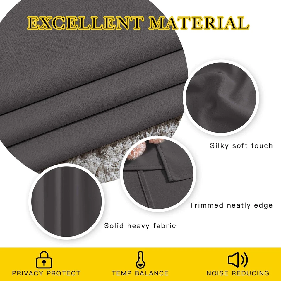 NICETOWN Cortinas Opacas Grises para Dormitorio 84 52"W x 84"L (Pack de 2), Gris Foto 3 de 4