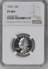 1963 Silver Proof Washington Quarter 25c Coin NGC Certified PF68* Philadelphia