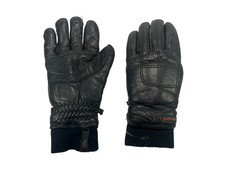 Vtg HOTFINGERS x WELLS LAMONT Black Warm LEATHER WINTER GLOVES Ski Hike Women M