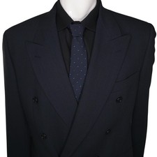Image of Vintage Hugo Boss Zeus Double Breasted Navy Blazer Made in USA Sz 40R EU 50 1980