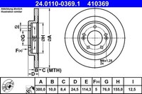 2X ATE Bremsscheibe 24.0110-0369.1 FüR Hyundai