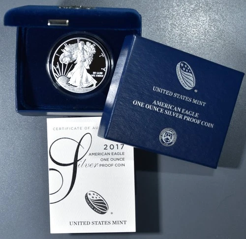 2017-W $1 AMERICAN SILVER EAGLE PROOF  1 oz .999 GEM PROOF w/OGP & COA  A6799