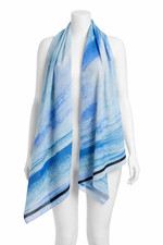 Vintage CALVIN KLEIN Blue  White Watercolor Wrap Scarf 72  x 27  