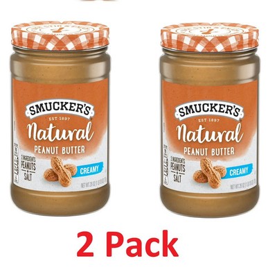 2 Pack Smucker s Natural Creamy Peanut Butter 26 oz Jars No Stir Added Salt