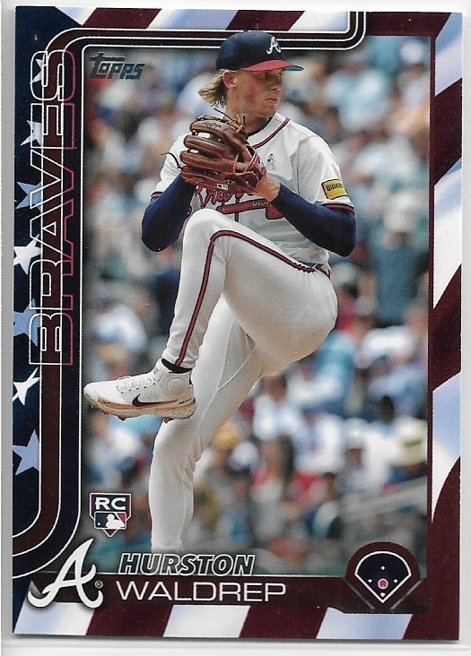 2025 Topps Hurston Waldrep #253 Rookie Independence Day Parallel #'d /76 Braves