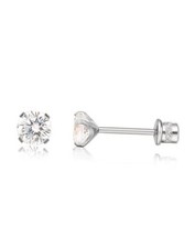 Small G23 Titanium Earrings Screw Backs Double Sided White Cubic Zirconia 4mm
