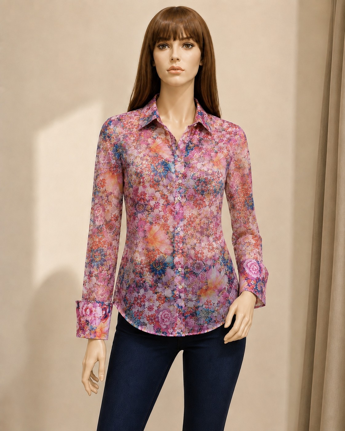 Camicia J’S Extè vintage Y2K Made in Italy floreale con strass taglia 40