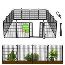 36" Heavy Duty Iron Garden Fence with Wide Gate - 10 Panels, 22.1 Ft Total