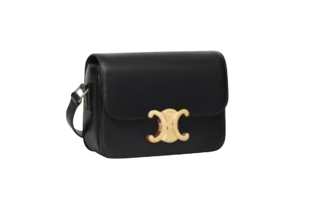 Celine Celine  Black Triomphe Calfskin Shoulder Bag image 3