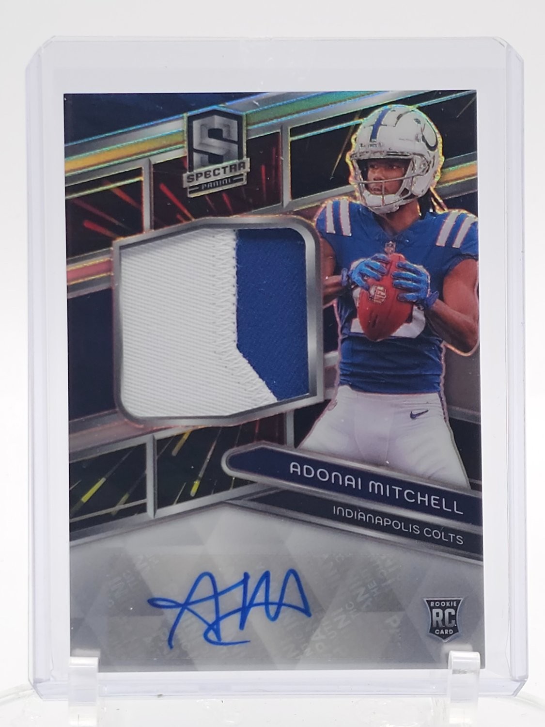 Adonai Mitchell Panini Spectra #208 Autograph Patch Hyper