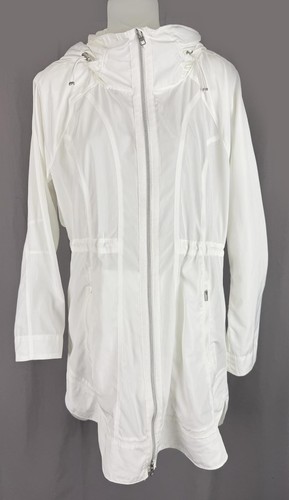 Athleta Women's White Full Zip Hooded Long Sleeve Athletic Drip Drop Jacket M