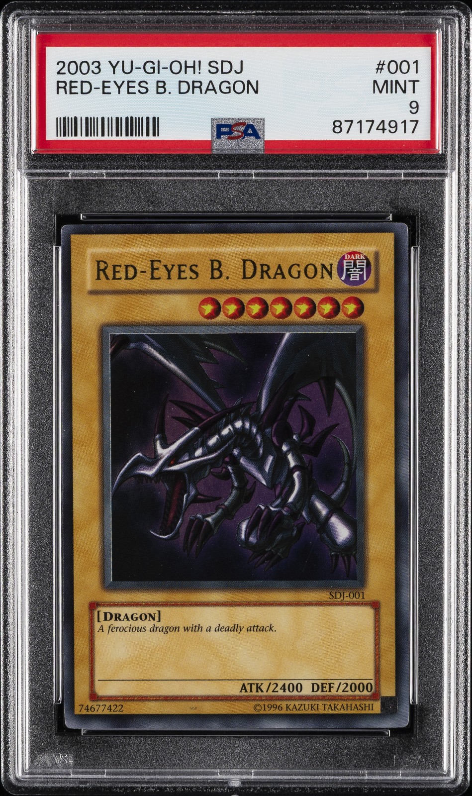 2003 YU-GI-OH! STARTER DECK: JOEY #001 RED-EYES B. DRAGON PSA 9