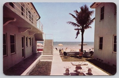 Vintage Neptune Apartments Hollywood Beach Florida Postcard Dextone