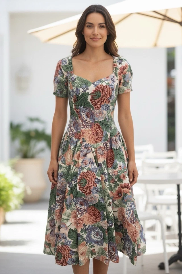 Nuevo con etiquetas Maxi Vestido The House of Bianchi Floral Jardín Té 14 Lhm Foto 2 de 4