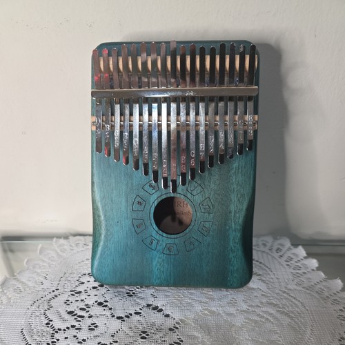 Ationgle Luxury Kalimba 17 Keys Thumb Piano Blue Teal Wood