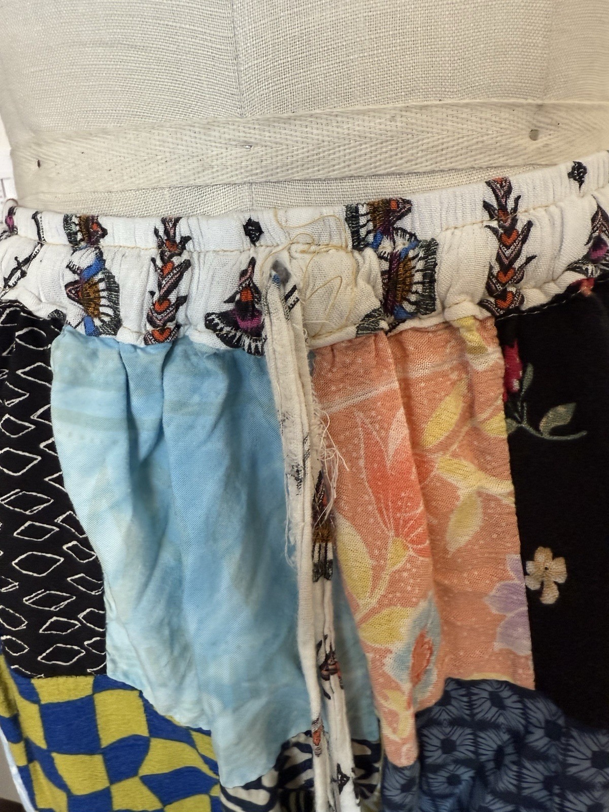 Boho Patchwork Drawstring Pants Multicolor Cotton… - image 7