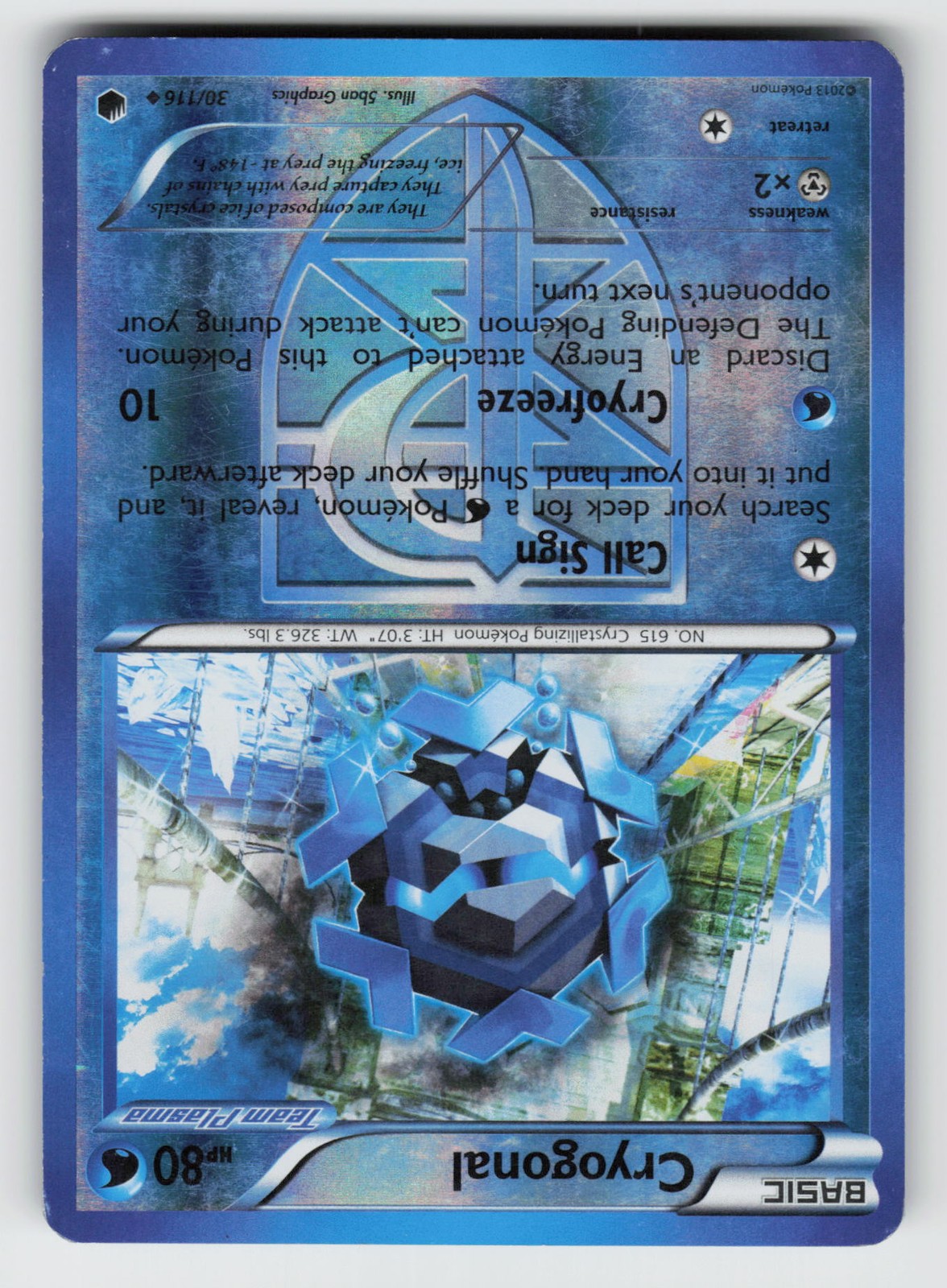 Cryogonal (Team Plasma) Uncommon Plasma Freeze Darkness 30/116 Reverse Holo LP/M