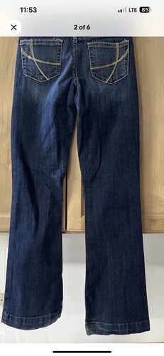 Ariat Real Jeans 16 Girls Blue Denim Stretch Boot Cut Western Cowgirl Mid Rise - Picture 2 of 2