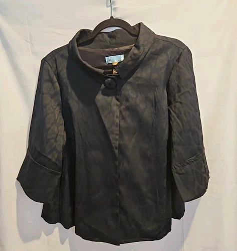 VETEMENTS Giacca blazer Lane Bryant donna pre o taglia 14 nero stampa animalier