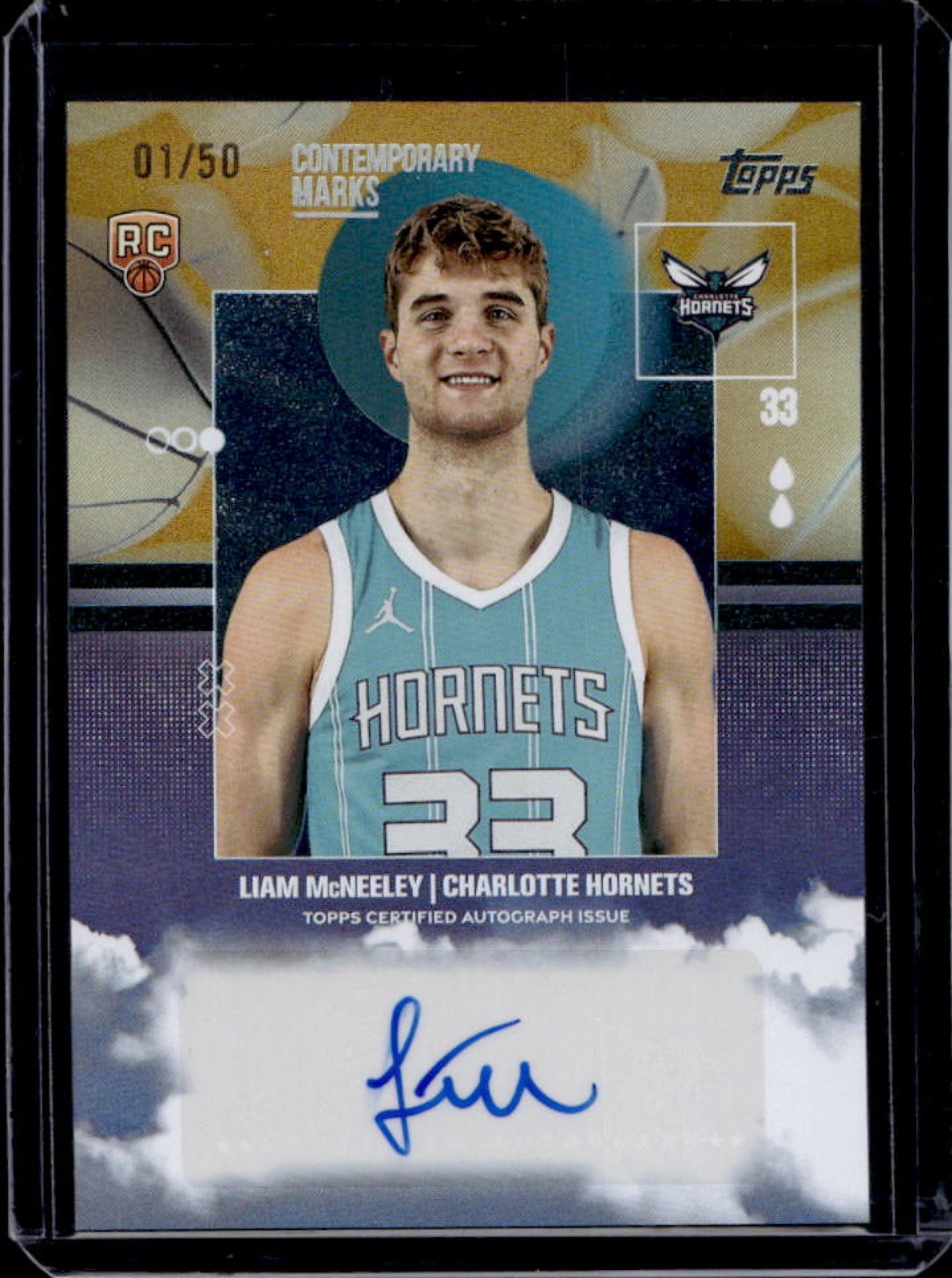 2025-26 Topps Liam McNeeley Contemporary Marks RC Gold Rainbow Rookie Auto #1/50