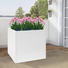 Metal Planter Box Steel Garden Box Square Raised Planter Bed w/ Drainage Hole