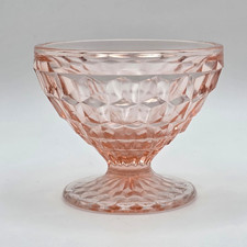 Vintage Pink Cube Pattern Sherbet Dessert Cup Mid Century 1970s Glass