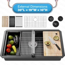 30/33inch Stainless Steel Undermount Kitchen Sink Single/Double Bowl Workstation