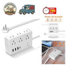 6-Outlet USB Surge Protector, 5FT Flat Extension, Ideal for Office & Dorm Rooms