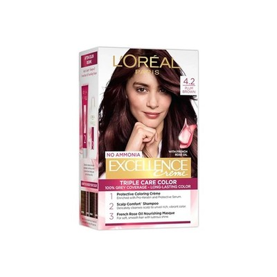 L'Oreal Paris Excellence Creme Haarfarbe - 4,2 Pflaumenbraun (100gm +72ml)