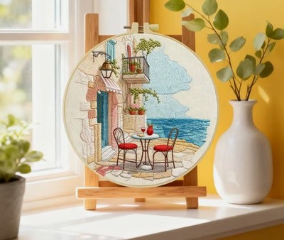 Stickpackung - Mediterrane Szene komplettes Stickset 20 cm mit Reifen