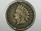 1860 Copper Nickel Indian Cent in very good/fine