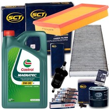FILTERSET+ZÜNDKERZEN+CASTROL 5W30 ÖL passend für FORD FOCUS I DAW DBW 1.4-1.6