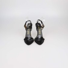 Tom Ford Black Leather Padlock Ankle Strap Sa...