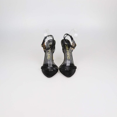 Tom Ford Black Leather Padlock Ankle Strap Sandals