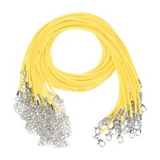 25 Pack 18" Waxed Necklace Cord, 2mm Bracelet Cord with Lobster Clasp Yellow 